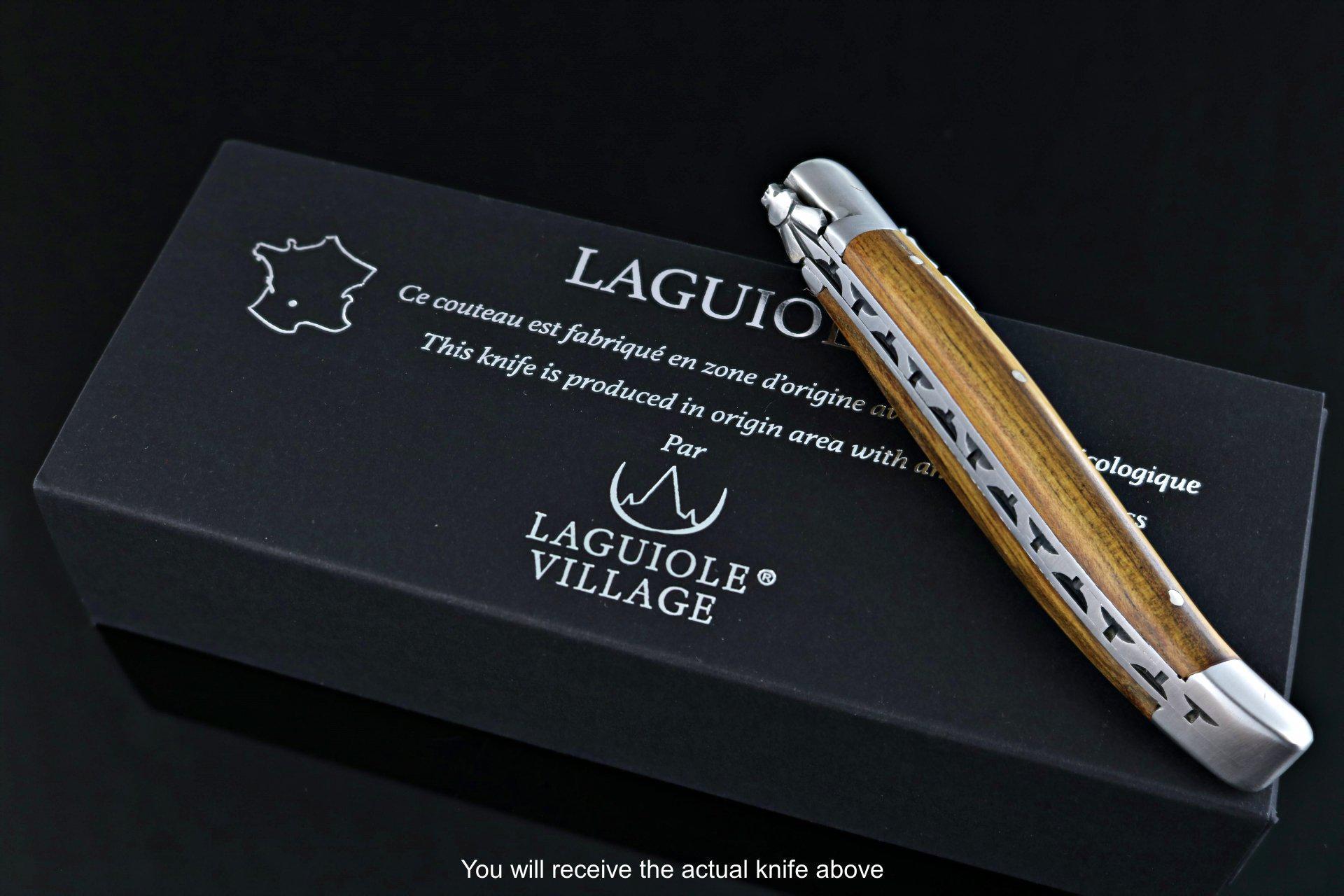 Laguiole Village 10 cm Forged Bee & Spring Pistachio Wood Handle #8-POCKET KNIFE