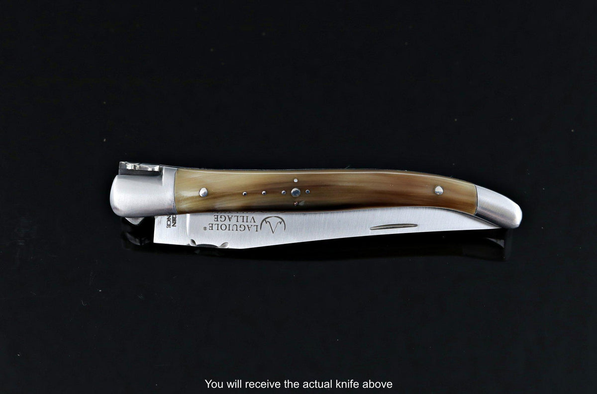 Laguiole Village 10 cm Pocket Knife Flamed Horn Tip #19-POCKET KNIFE